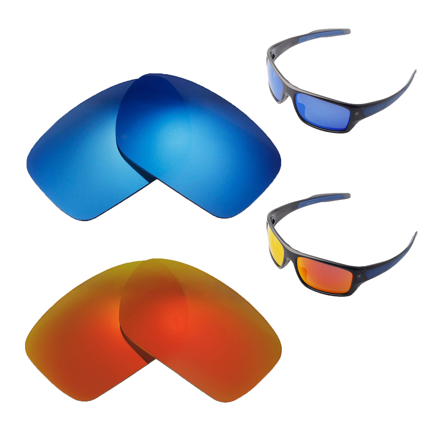 Walleva Polarized Fire Red + Ice Blue Lenses For Oakley Turbine Sunglasses 636045543273 | eBay